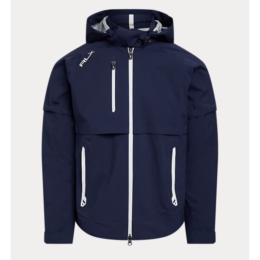 RLX RALPH LAUREN New Golf Waterproof Hooded Windbreaker MEDIUM Jacket Navy Women